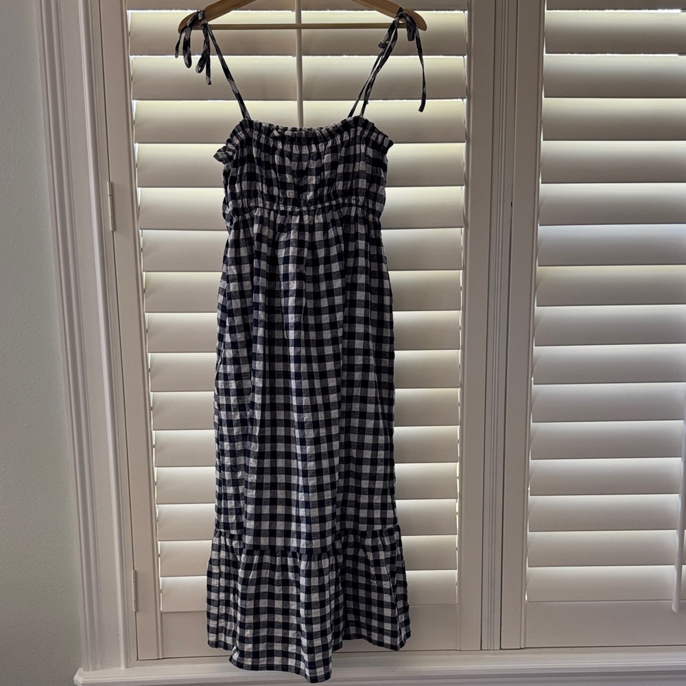Navy and White Gingham Dress